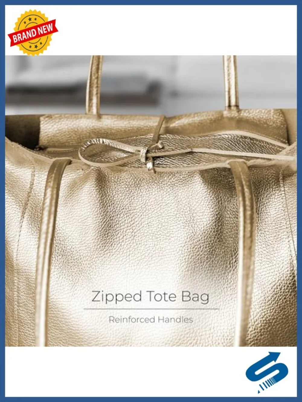 Genuine Italian Full-Grain Leather Large Tote Bag with Zip Pocket Fits 16-Inch